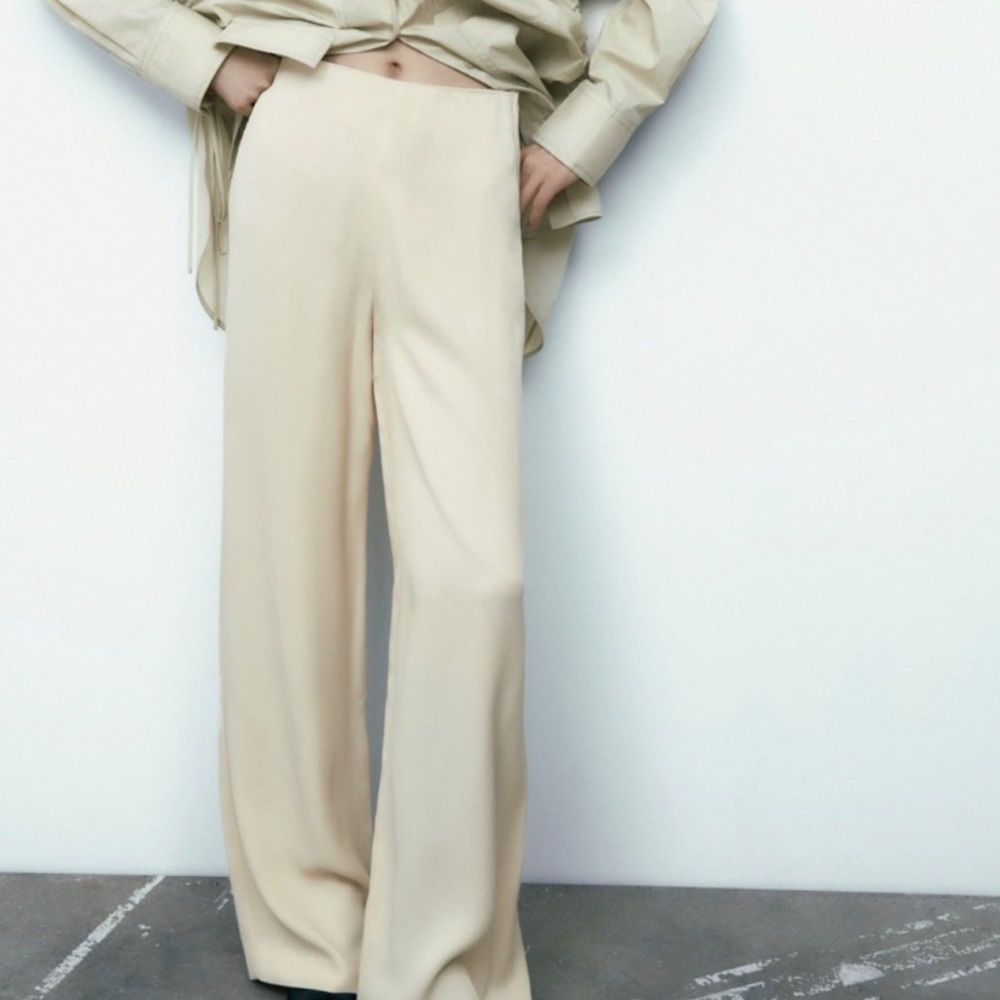 Zara Full Length Satin Effect Pants